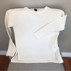 MONDETTA | Textured Knit Off-White Activewear Shirt Size S/M